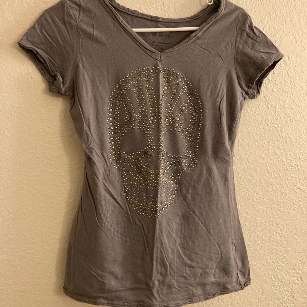 Bling rhinestone skull top M